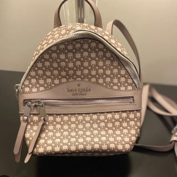 Kate Spade Mini Convertible Backpack with Crossbody - Link print, Cream - Picture 2 of 2